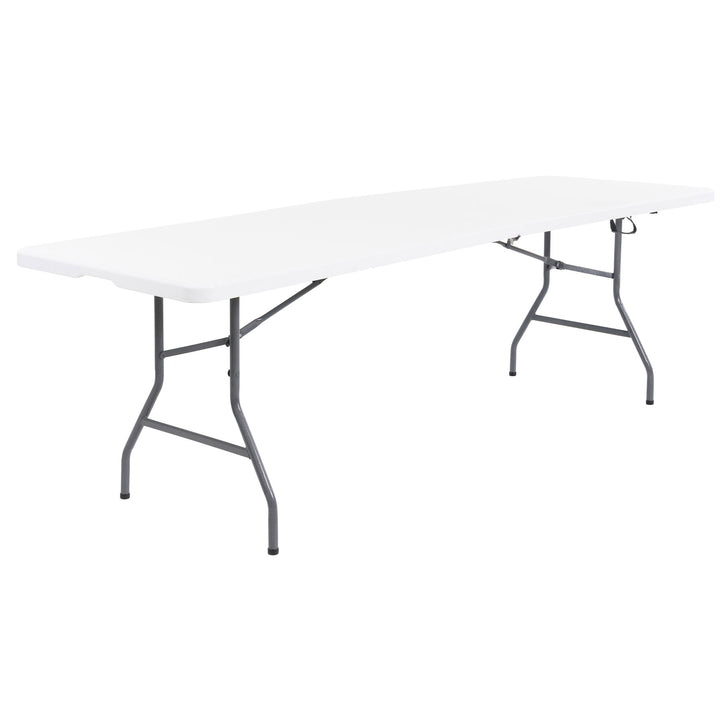 Plastic Development Group 816 8 Ft Fold In Half Folding Table, White (Open Box) - VMInnovations