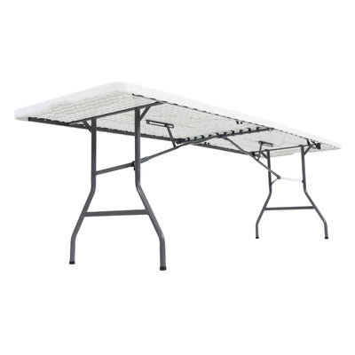 Peakform Compact Fold In Half Banquet Table for Indoor Outdoor Use, 8 Ft, White