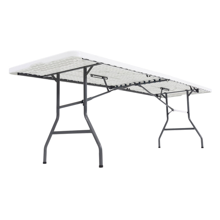 Plastic Development Group 816 8 Ft Fold In Half Folding Table, White (Open Box) - VMInnovations