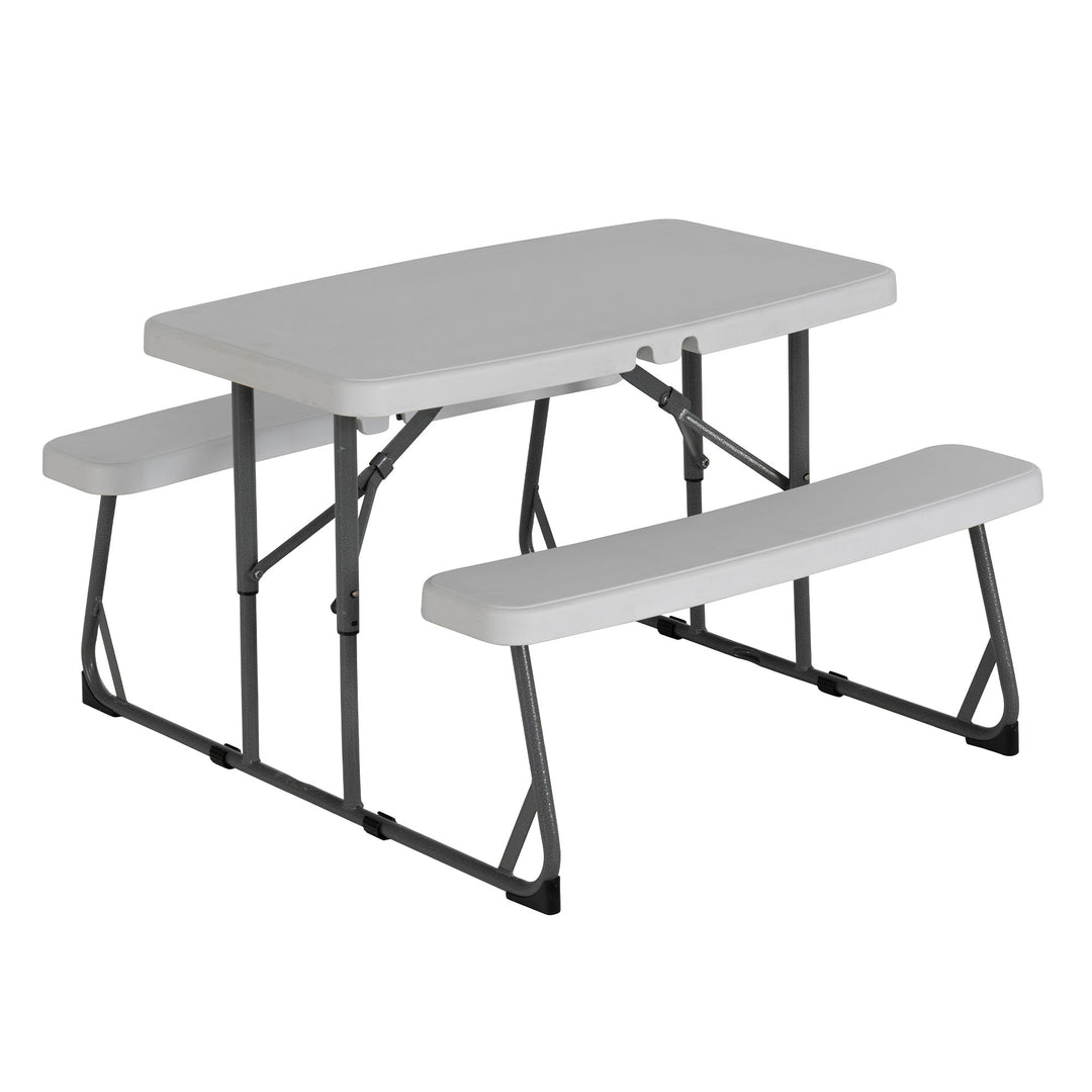 Peakform 37.8 Inch Rectangular Folding Picnic Table Double Bench Seating, White - VMInnovations