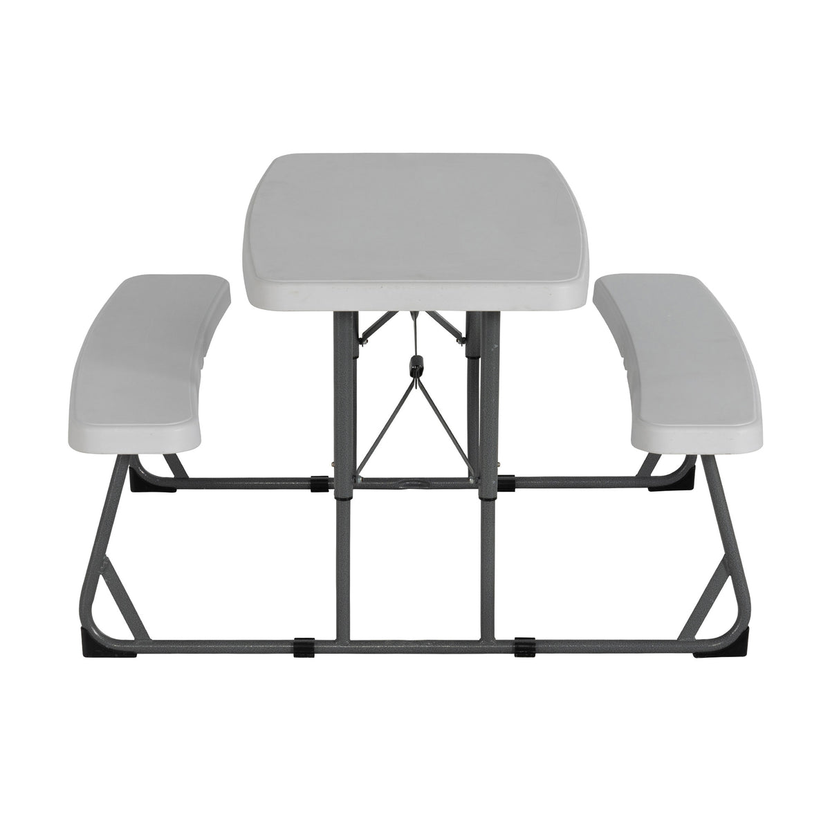 Peakform 37.8 Inch Rectangular Folding Picnic Table Double Bench Seating, White - VMInnovations
