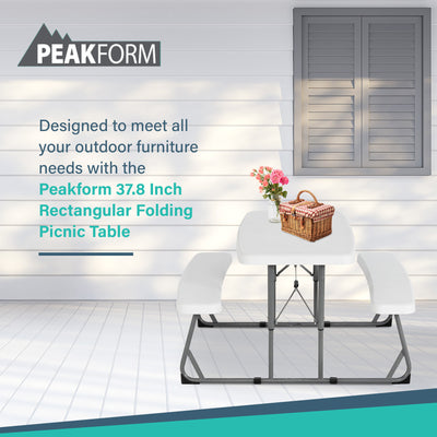 Peakform 37.8" Rectangular Folding Picnic Table Double Bench Seating (Used)