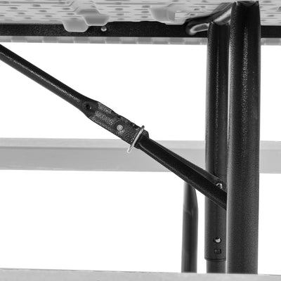 Peakform 6 Foot Rectangular Picnic Table, Double Bench Wood Grain Seating, White - VMInnovations