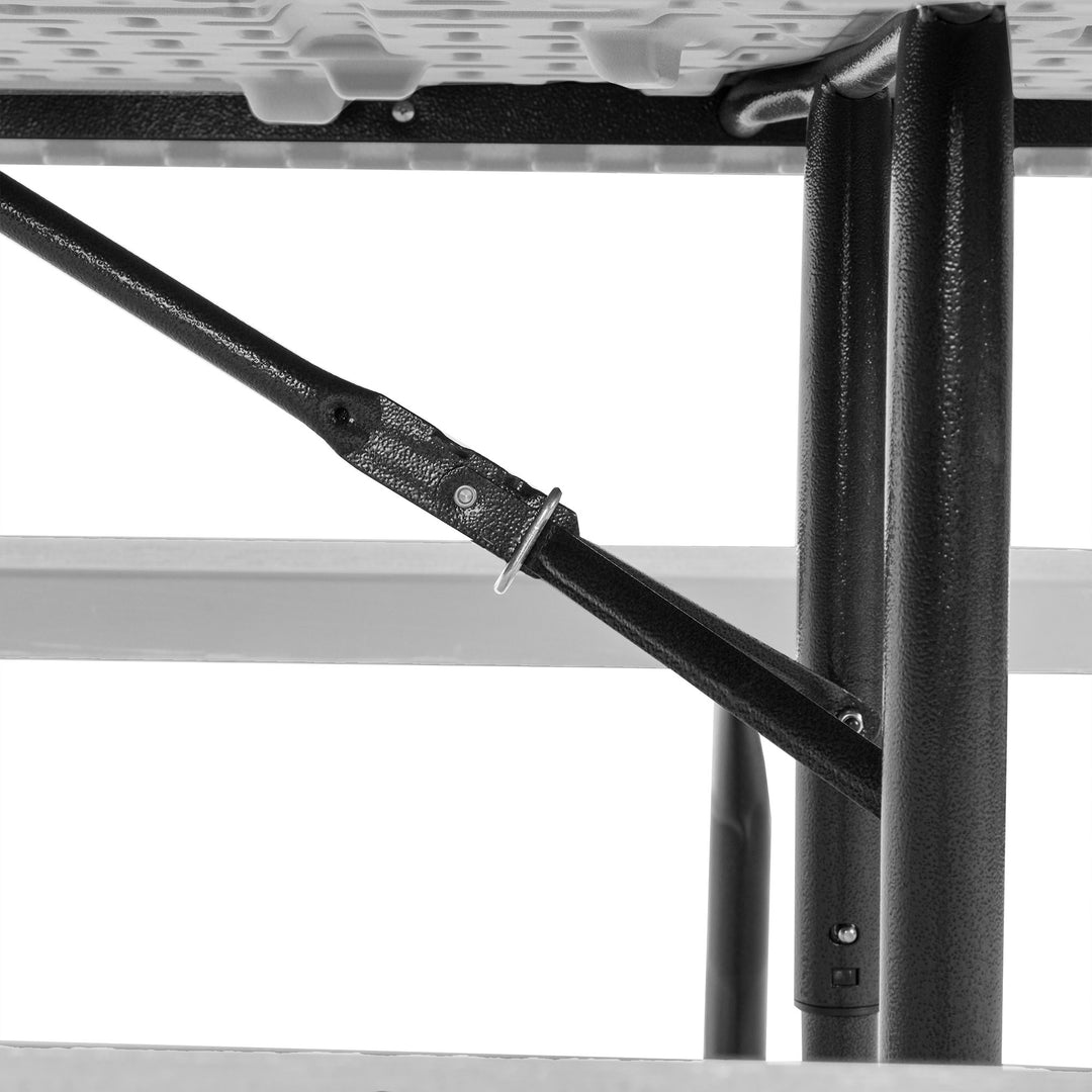 Peakform 6ft Picnic Table, Double Bench Wood Grain Seating, White (Open Box) - VMInnovations