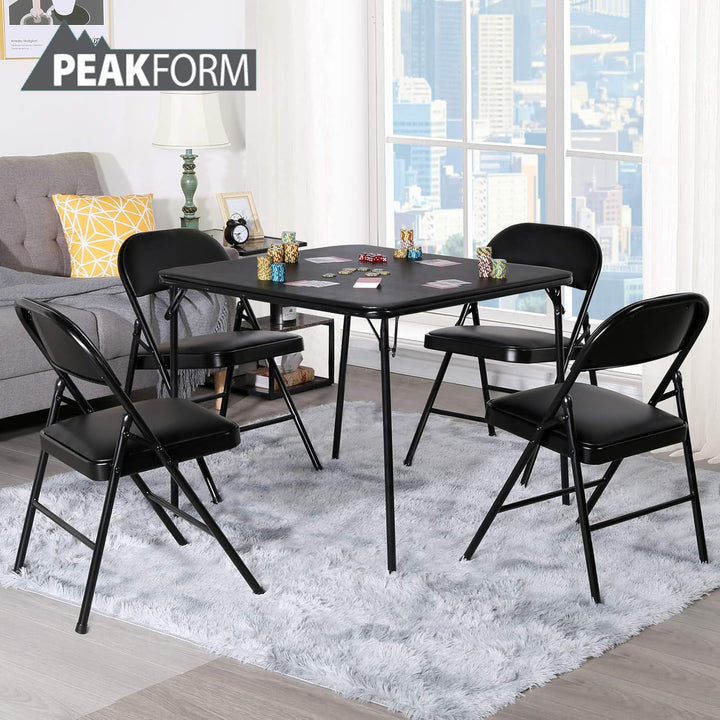 Peakform 5pc Folding Vinyl Tables and Chairs for Home Use & Indoor Spaces (Used)