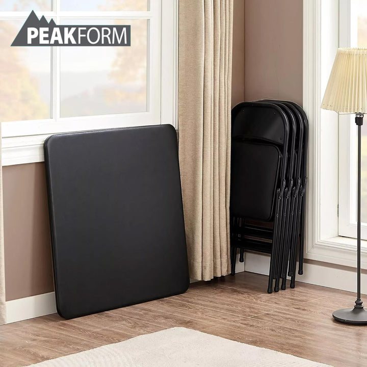 Peakform 5pc Folding Vinyl Tables and Chairs for Home Use & Indoor Spaces (Used)