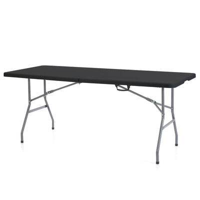 806 6 Foot Fold In Half Folding Banquet Table, Black (Used)