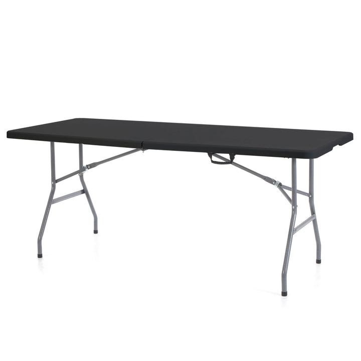 Peakform Compact Fold In Half Banquet Table for Indoor Outdoor Use, 6 Ft, Black