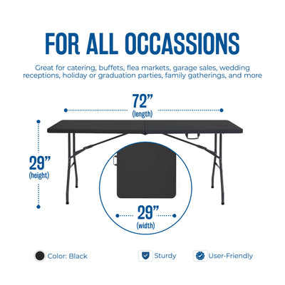Plastic Development Group 6 Ft Fold In Half Folding Banquet Table (Open Box) - VMInnovations
