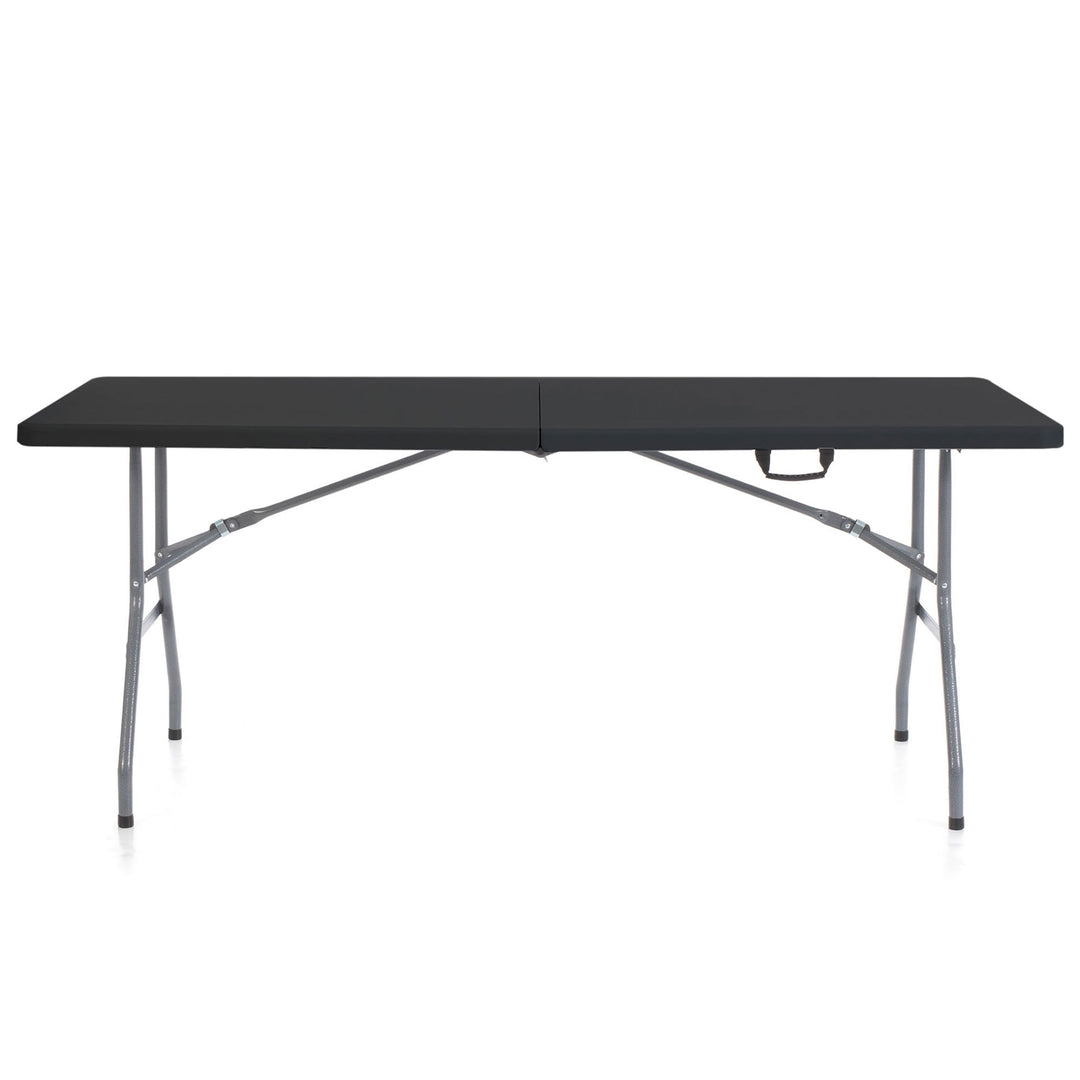 Peakform Compact Fold In Half Banquet Table for Indoor Outdoor Use, 6 Ft, Black