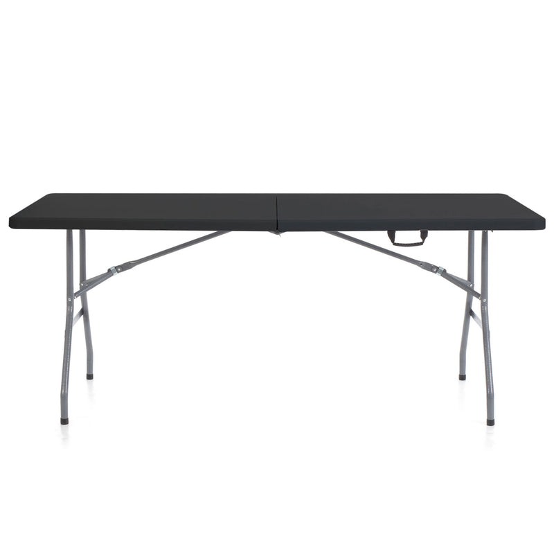 806 6 Foot Fold In Half Folding Banquet Table, Black (Used)