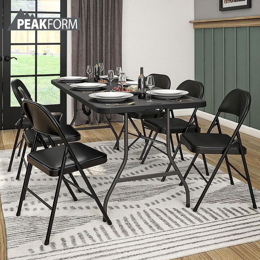 Peakform Vinyl Padded Chair w/Comfortable Seat Cushion, 4pk, Black (Open Box) - VMInnovations