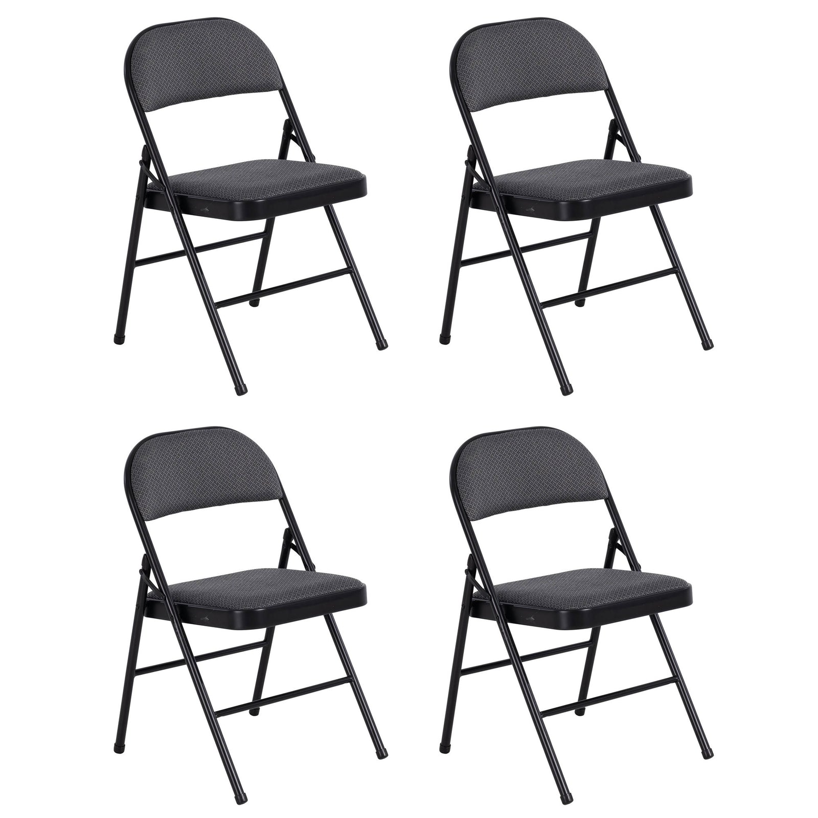 Peakform Vinyl Padded Chair w/Comfortable Seat Cushion, 4pk, Black (Open Box) - VMInnovations