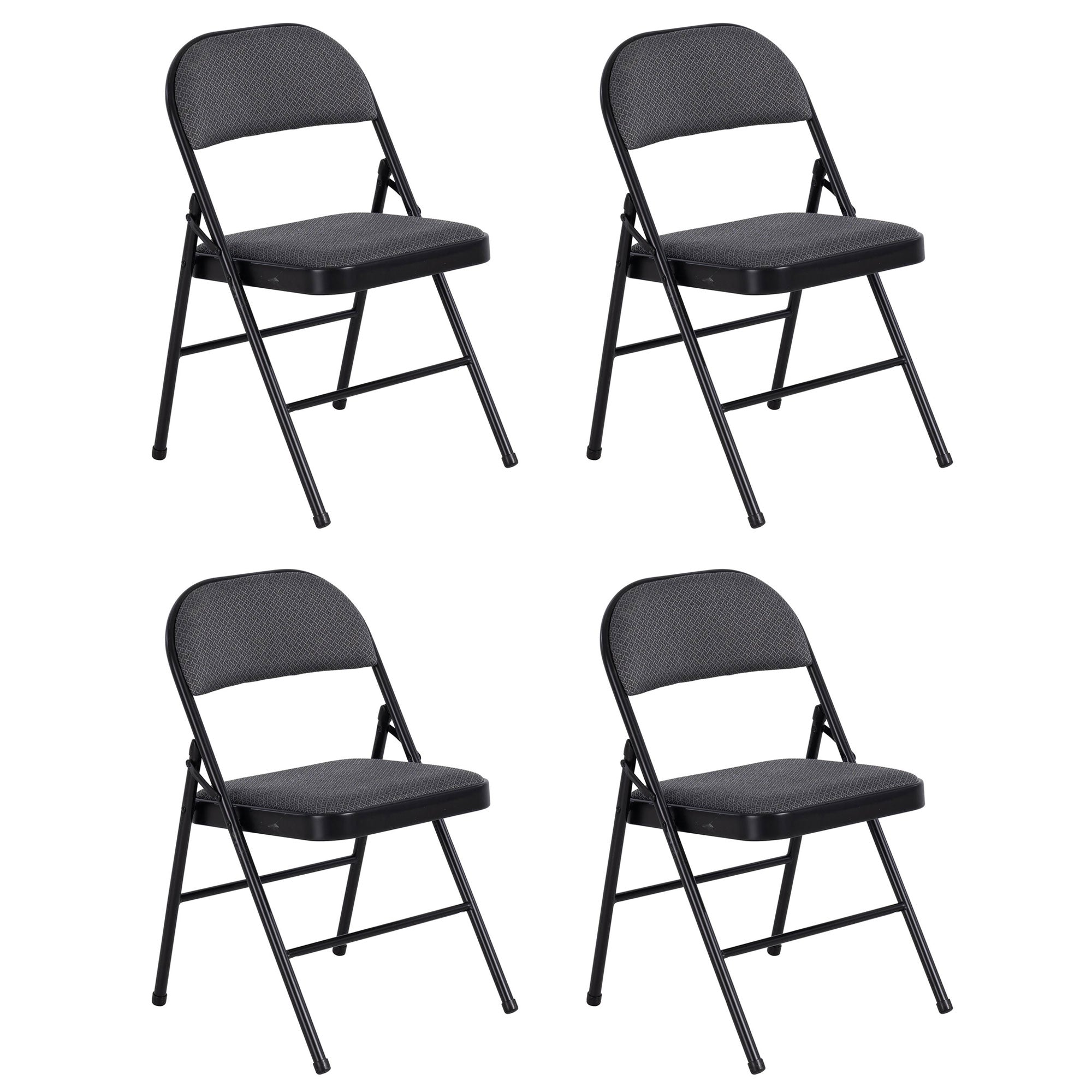 Peakform Folding Vinyl Padded Chair with Comfortable Seat Cushion, 4 Pack, Black - VMInnovations