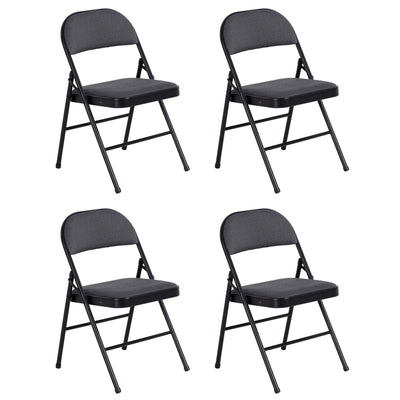 Peakform Folding Vinyl Padded Chair with Comfortable Seat Cushion, 4 Pack, Black - VMInnovations