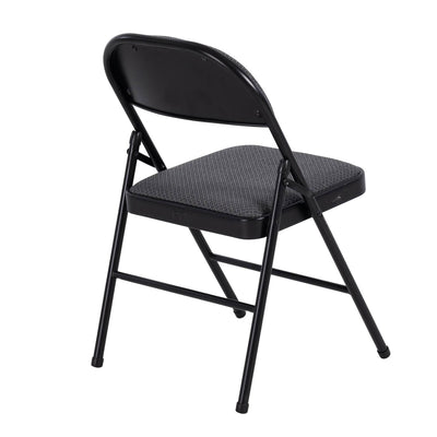 Peakform Folding Vinyl Padded Chair with Comfortable Seat Cushion, 4 Pack, Black - VMInnovations