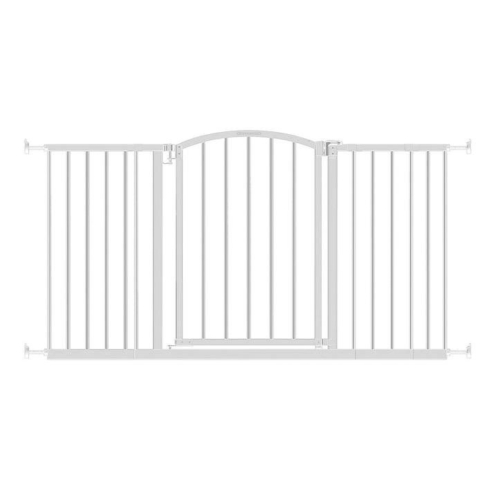 Ingenuity Deluxe Metal Extra Tall Walk Through Arch Dog Gate for Doorways, White