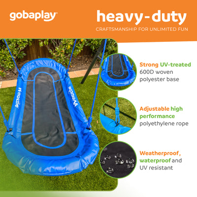 gobaplay Explorer Kids Swing Set w/Frame, Dual Platform Saucer, Swings & Trapeze - VMInnovations