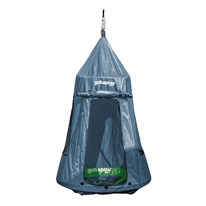 gobaplay Round Platform Saucer Tree Swing, Green with Hanging Tent Cover, Grey