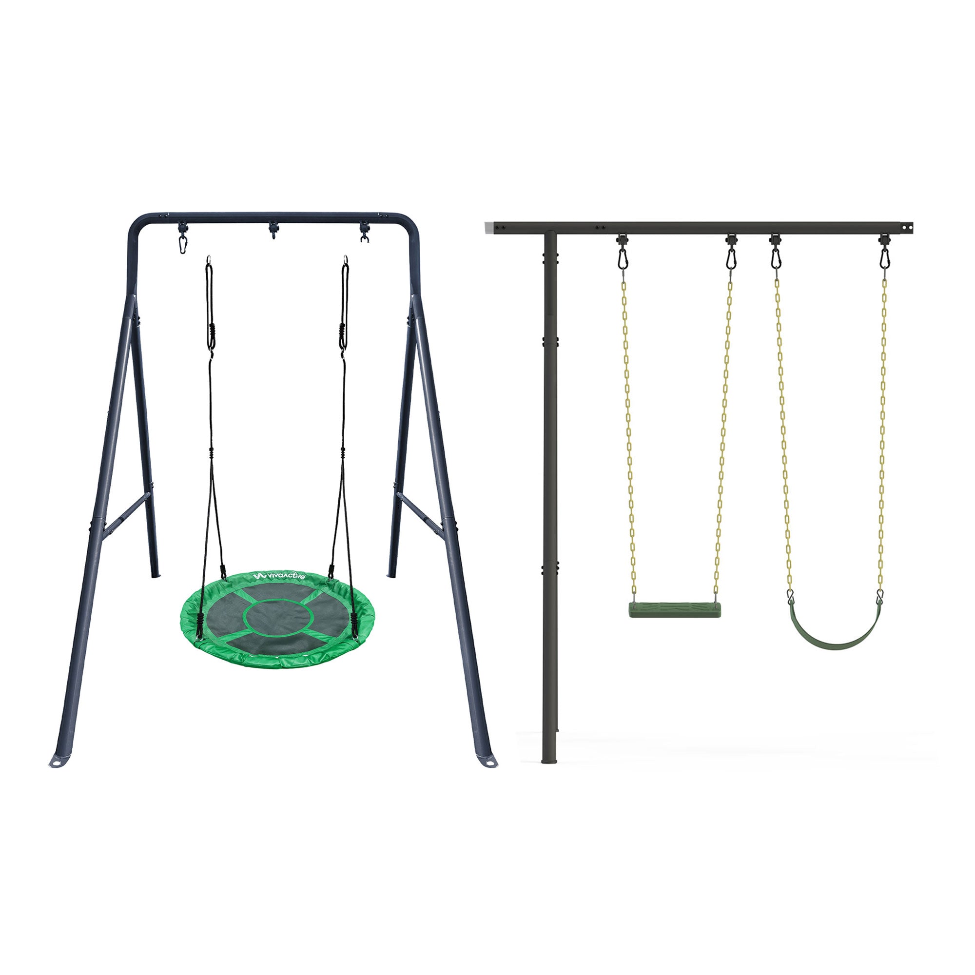 gobaplay Adventure Kids Swing Set, Outdoor Playground with Frame and Swings
