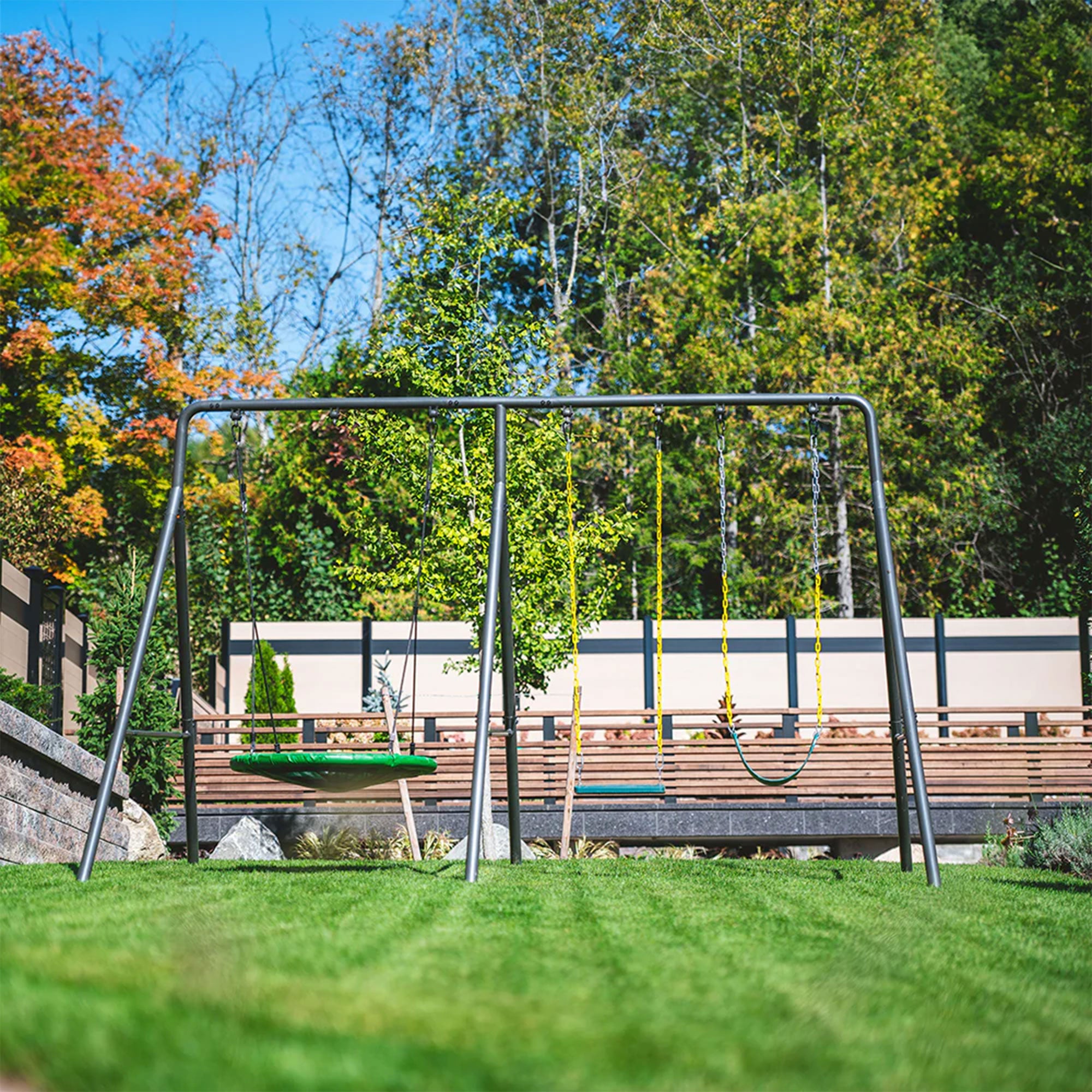 gobaplay Adventure Kids Swing Set, Outdoor Playground with Frame and Swings