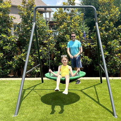 gobaplay Adventure Kids Swing Set, Outdoor Playground with Frame and Swings