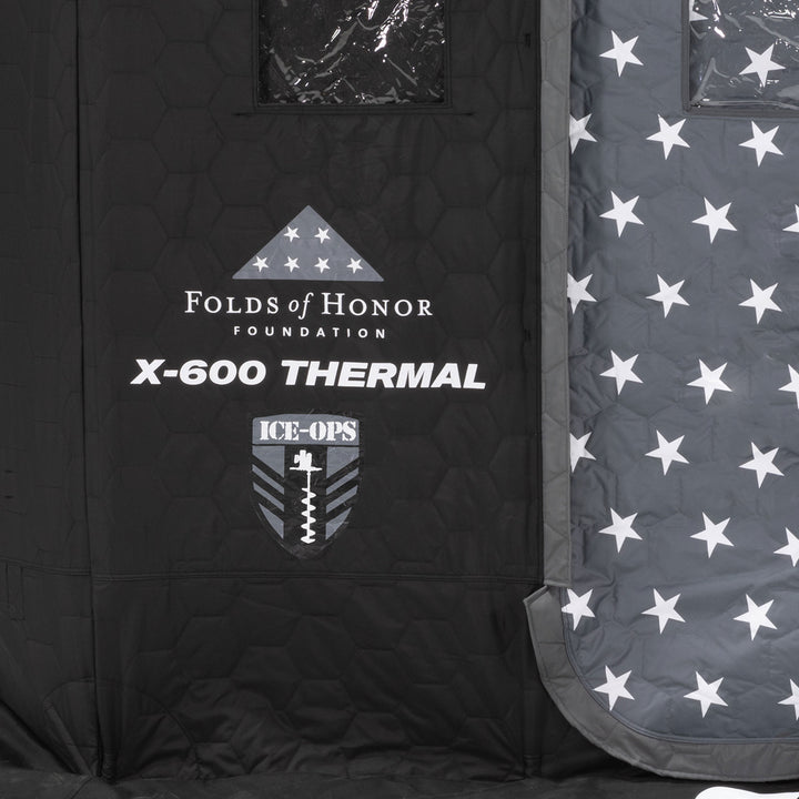 Clam Thermal Ice Shelter 6 Person Insulated Winter Fishing Hub Tent X-600, Black - VMInnovations