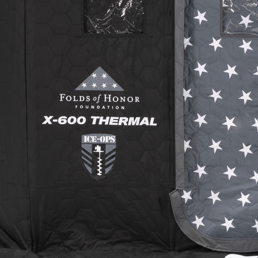 Clam Thermal Ice Shelter 6 Person Insulated Winter Fishing Hub Tent X-600, Black - VMInnovations