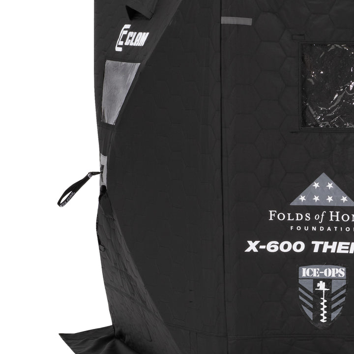 Clam Thermal Ice Shelter 6 Person Insulated Winter Fishing Hub Tent X-600, Black - VMInnovations