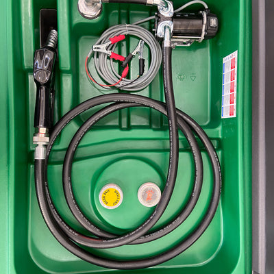 AM-TANK 116 Gal Portable Diesel Tank w/ Electric Transfer Pump & Storage, Green - VMInnovations
