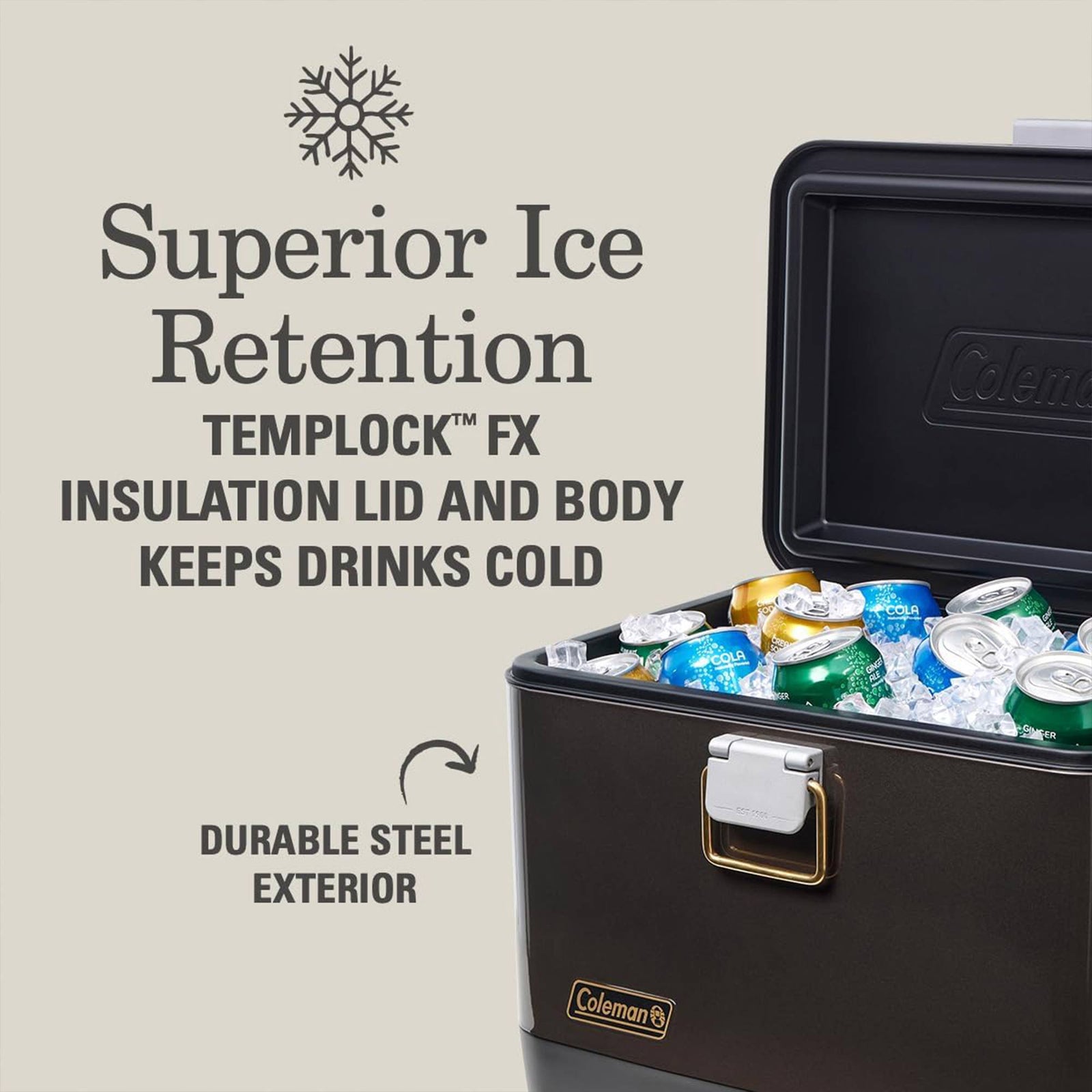Coleman 1900 20 Qt Steel Cooler w/ TempLock FX Insulation Lid (Open Box) - VMInnovations