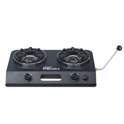 Coleman PEAK1 2 Burner Camping Stove with Matchless Lighting and Cast Iron Grate - VMInnovations