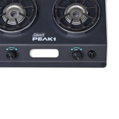 Coleman PEAK1 2 Burner Camping Stove with Matchless Lighting and Cast Iron Grate - VMInnovations