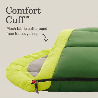 Coleman Bay Cold Weather Sleeping Bag w/ZipPlow & Thermolock, Green (Open Box) - VMInnovations