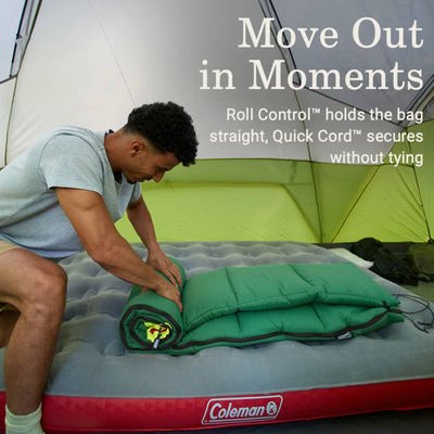 Coleman Bay Cold Weather Sleeping Bag w/ZipPlow & Thermolock, Green (Open Box) - VMInnovations