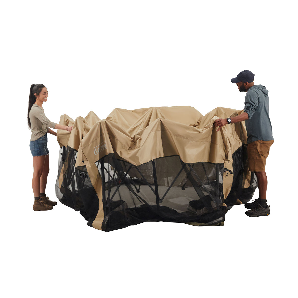Coleman Back Home 15 x 13 Ft Screen House Instant Setup Canopy Tent, Light Oak
