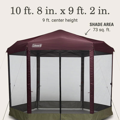 Coleman Back Home 10.5 x 9 Ft Screen Instant Canopy Tent, Blackberry (Open Box) - VMInnovations