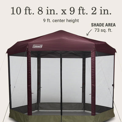 Coleman Back Home 10.5 x 9 Ft Screen House Instant Setup Canopy Tent, Blackberry