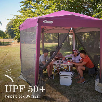 Coleman Back Home 10.5 x 9 Ft Screen House Instant Setup Canopy Tent, Blackberry