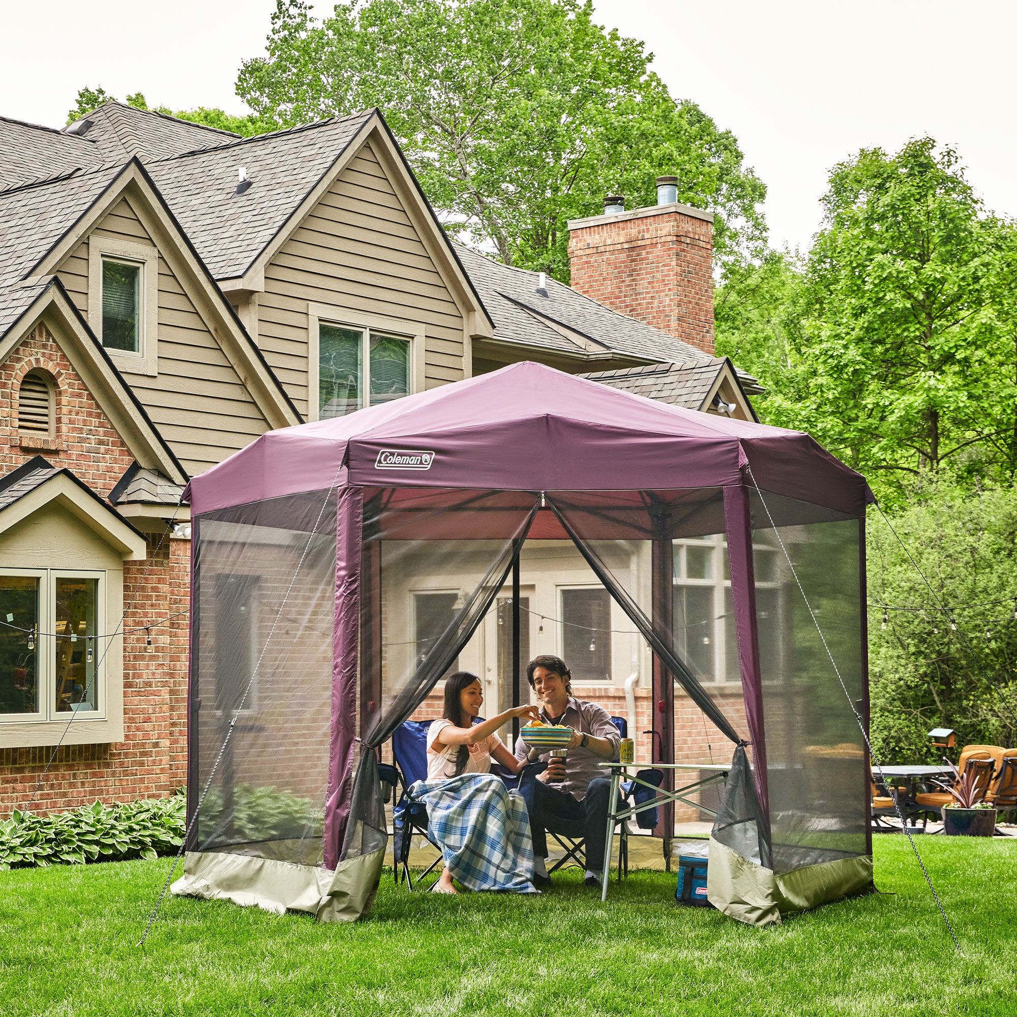Coleman Back Home 10.5 x 9 Ft Screen House Instant Setup Canopy Tent, Blackberry