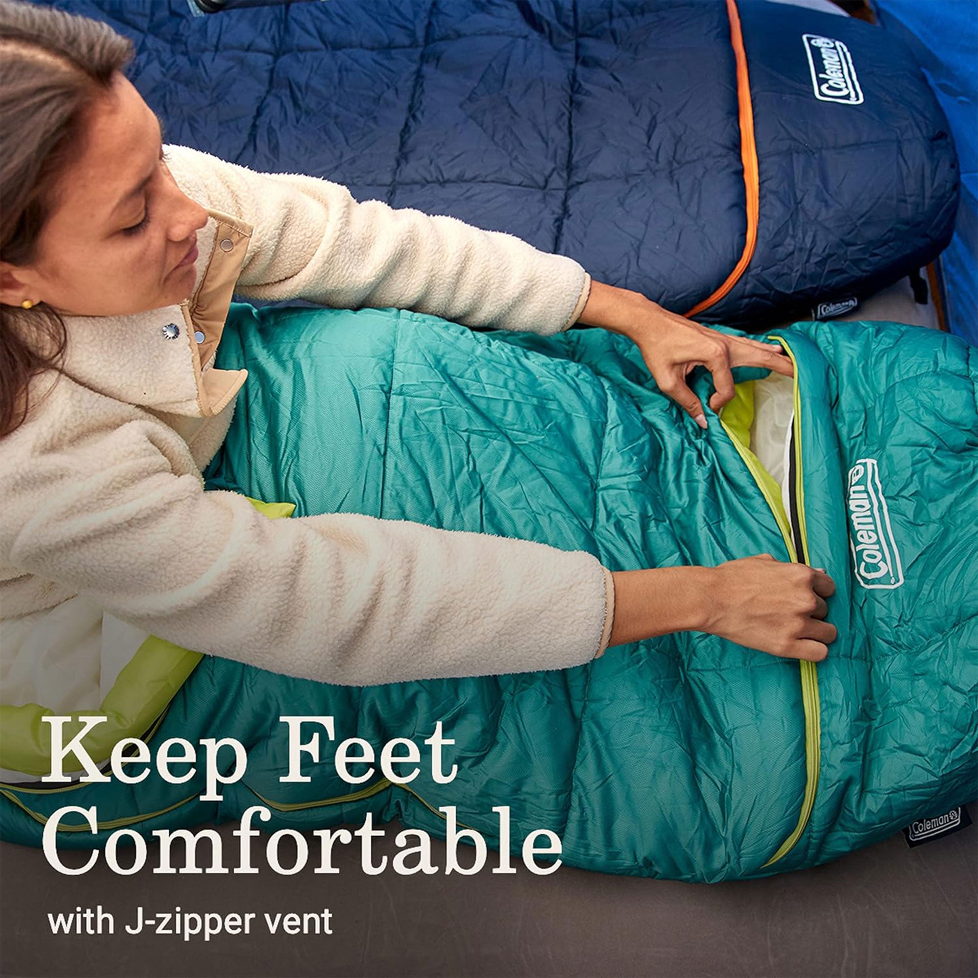 Coleman Big Bay Tall Mummy Foot Ventilation Compression Sleeping Bag, 40 Degree