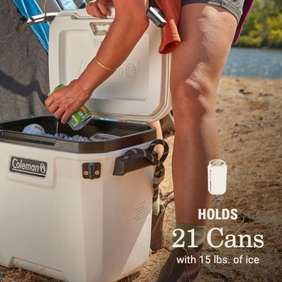 Coleman Convoy Series 28 Quart Cooler with Reflective Rope Handles, White Cloud