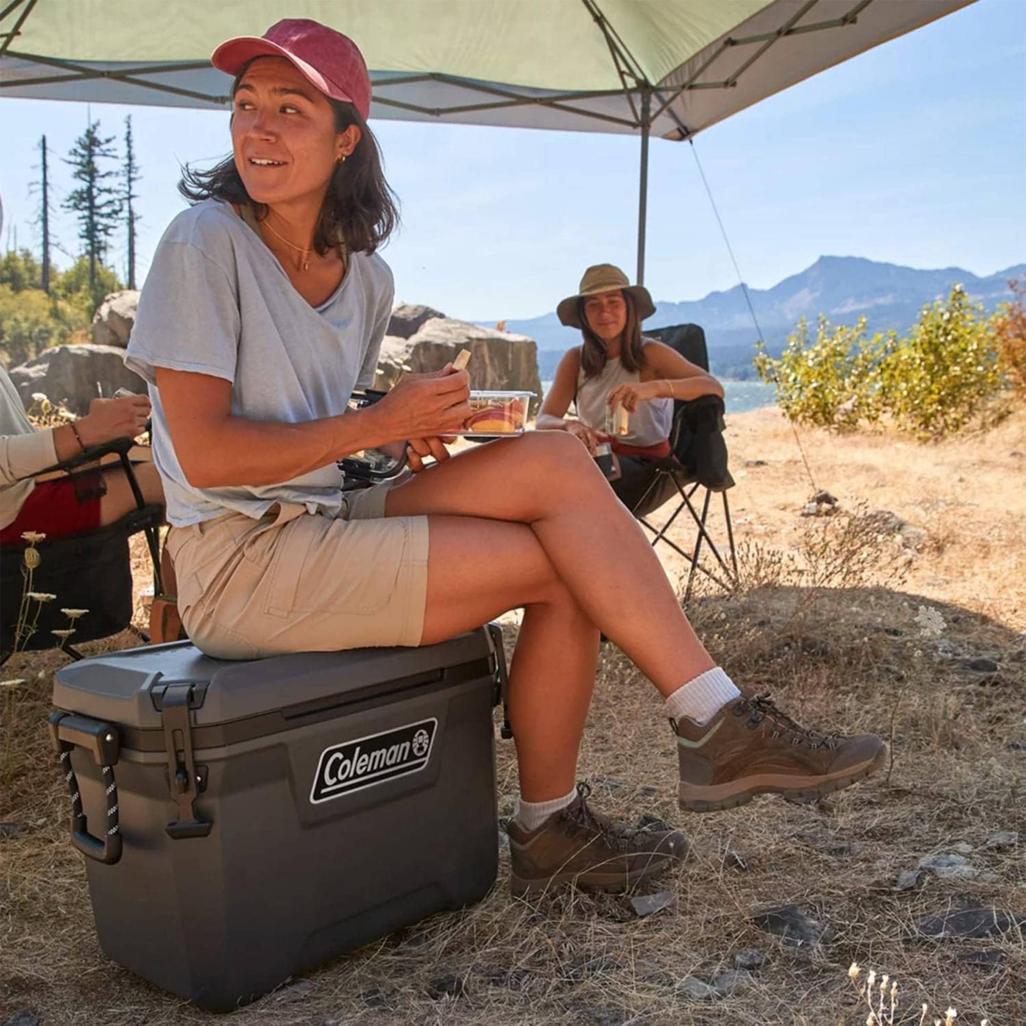 Coleman Convoy Series 55 Quart Cooler with Reflective Rope Handles, Dark Storm