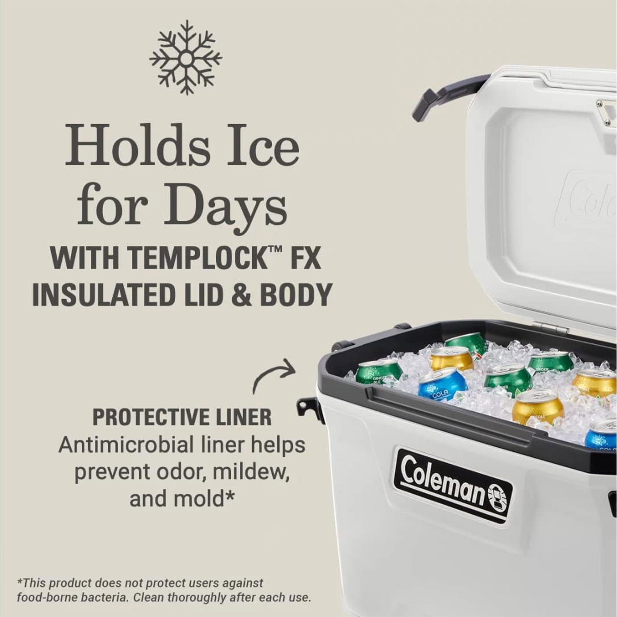 Coleman Convoy Series 55qt Cooler w/Reflective Rope Handles, White (Open Box) - VMInnovations