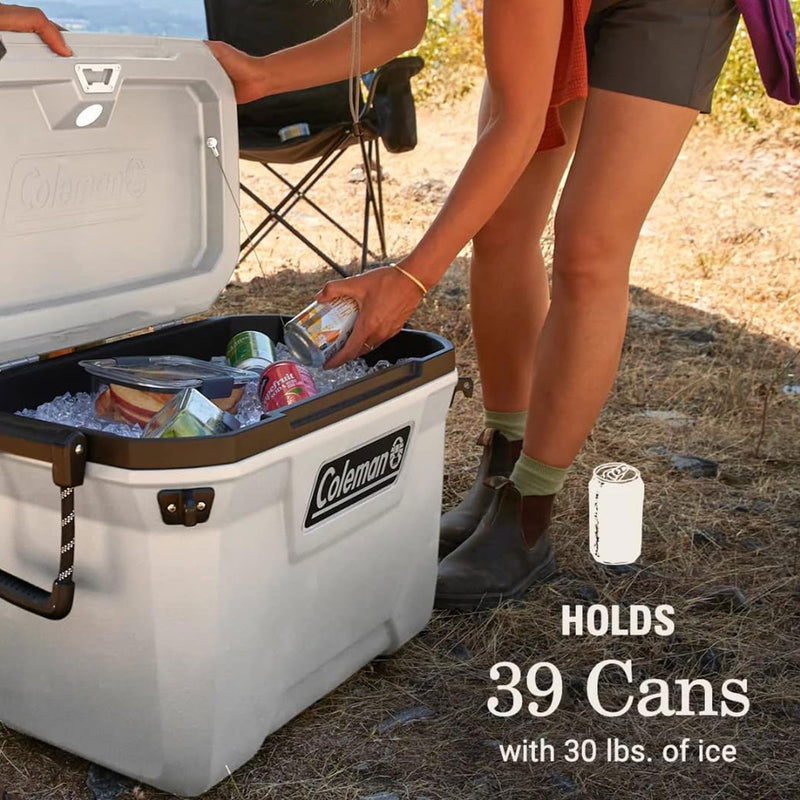 Coleman Convoy Series 55 Quart Cooler with Reflective Rope Handles, White Cloud