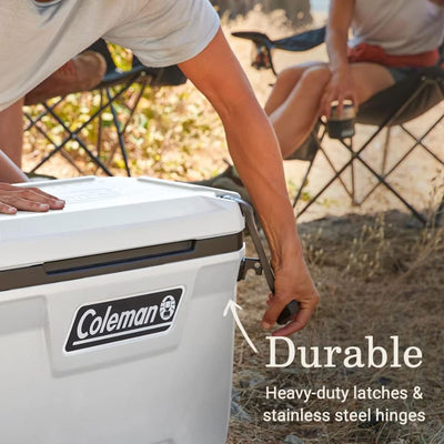 Coleman Convoy Series 55 Quart Cooler with Reflective Rope Handles, White Cloud