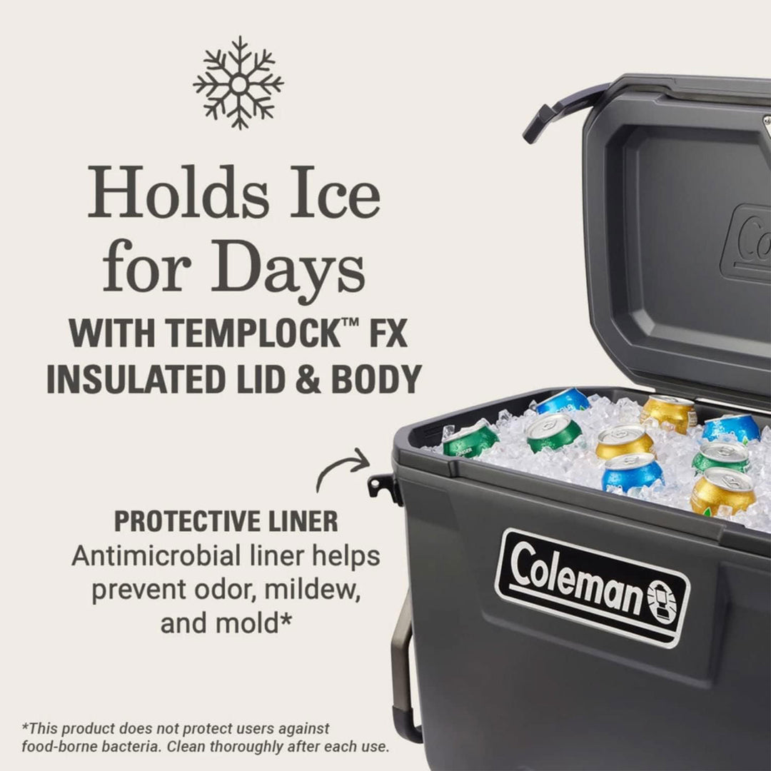 Coleman Series 65 Qt Cooler with Wheels & Metal Handle, Dark Storm (Open Box)