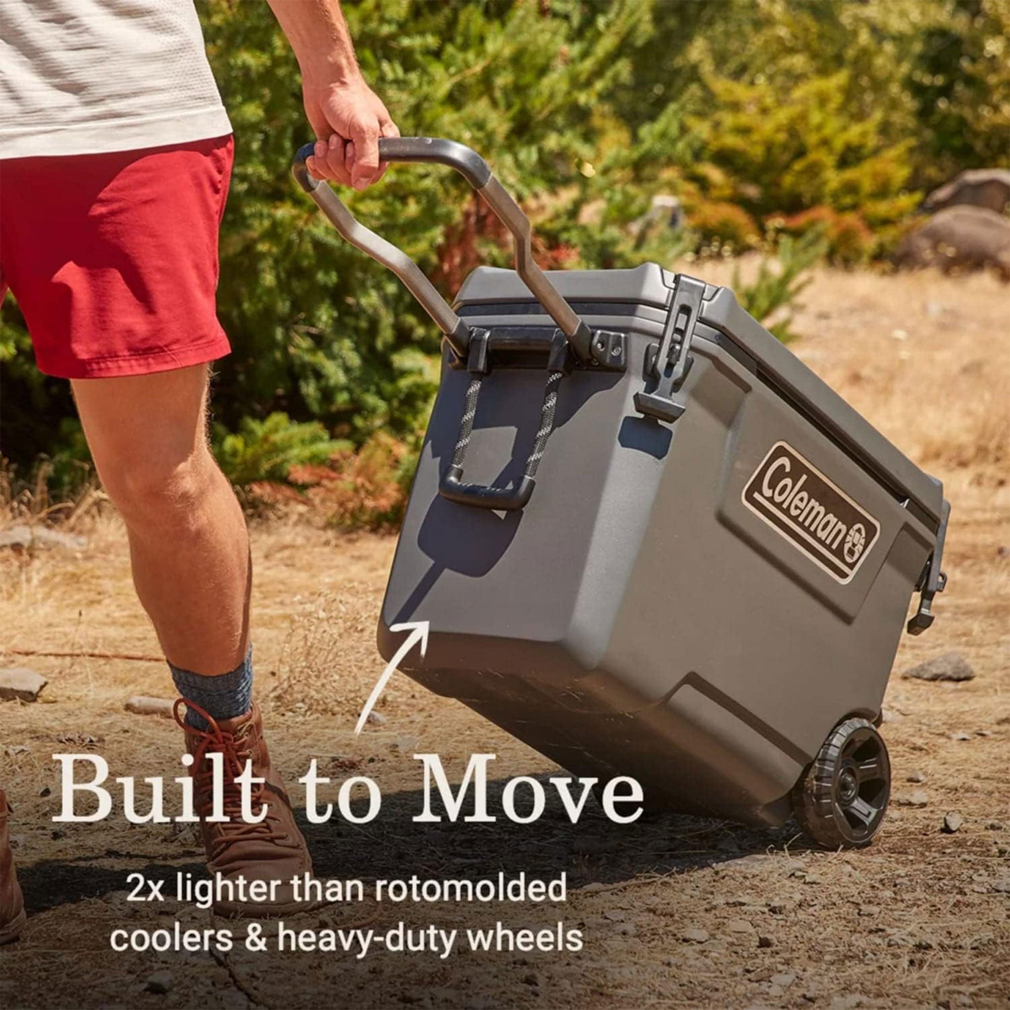 Coleman Series 65 Qt Cooler with Wheels & Metal Handle, Dark Storm (Open Box) - VMInnovations