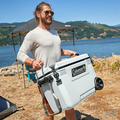 Coleman Convoy Series 65 Quart Cooler with Wheels and Metal Handle, White Cloud