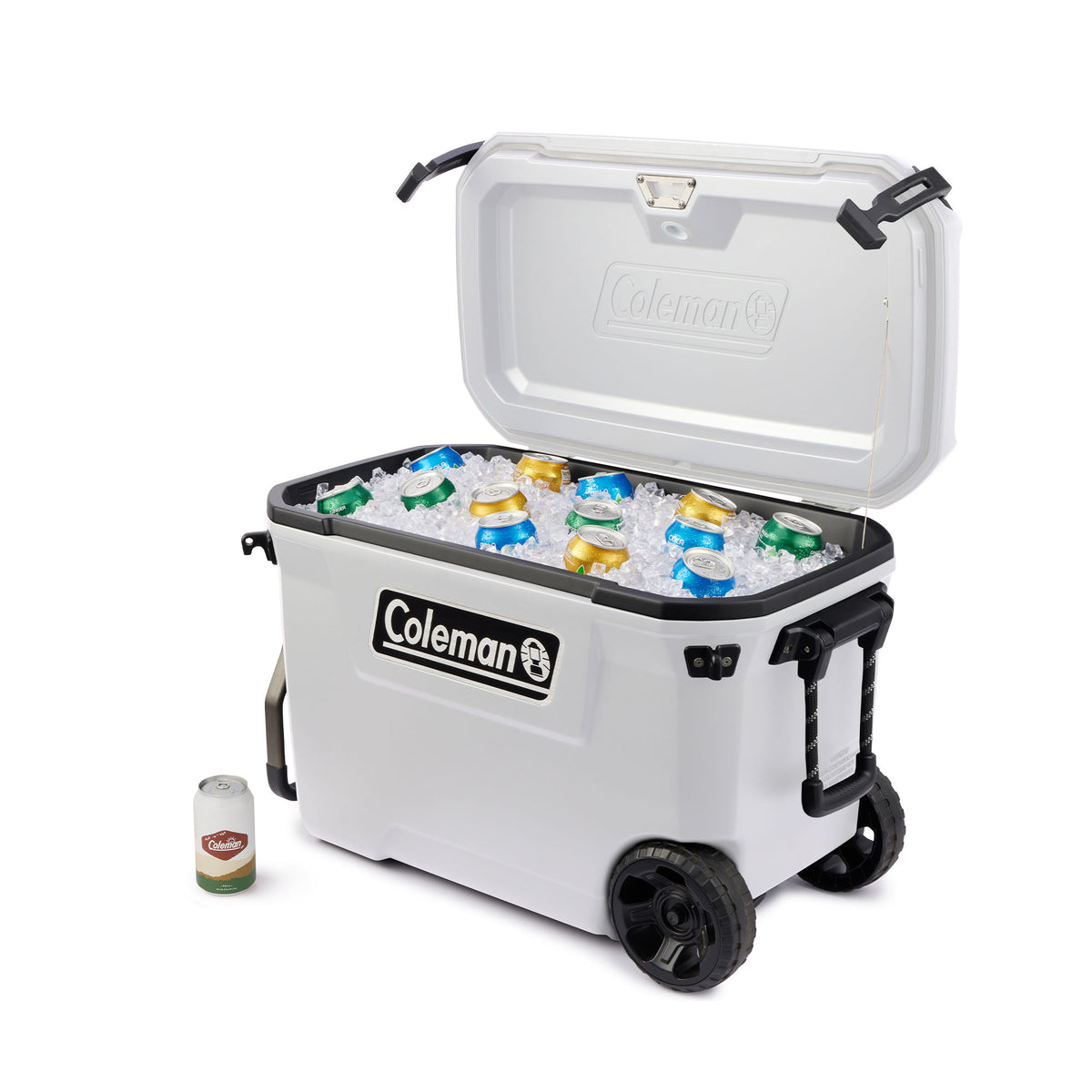 Coleman Convoy Series 65 Quart Cooler with Wheels and Metal Handle, White Cloud
